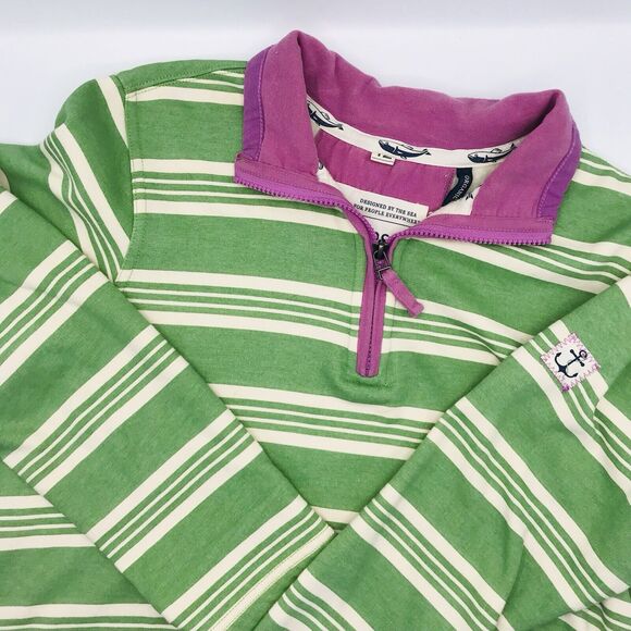 Vintage Seasalt 1/4 Zip Sweatshirt Retro 80s Comfy Relaxed Green Womens Size 12 - Picture 1 of 10